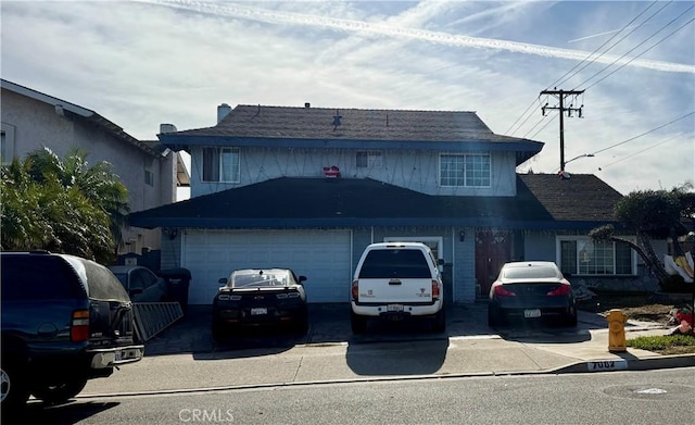 view of front property with a garage