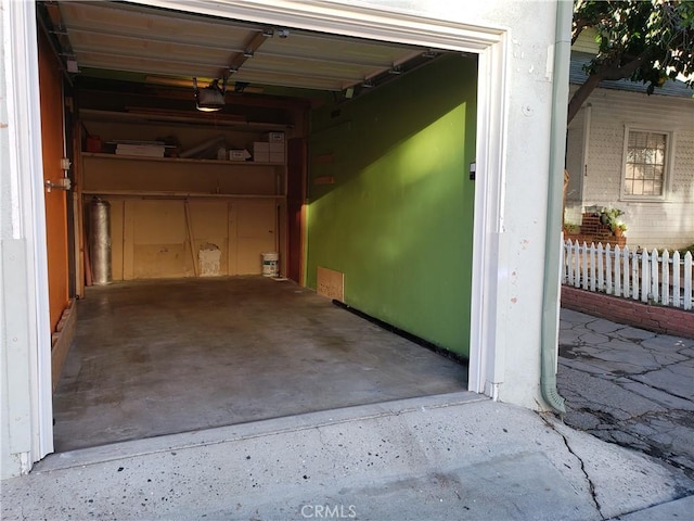 garage with a garage door opener