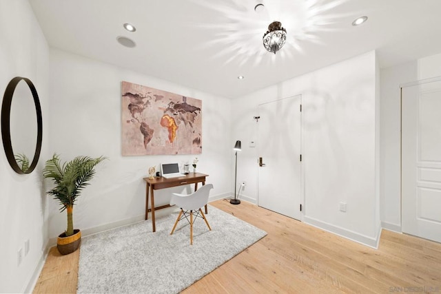 office featuring light wood-type flooring