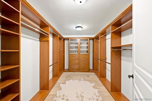 spacious closet with light hardwood / wood-style flooring