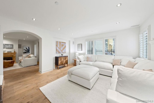 living room featuring light hardwood / wood-style floors