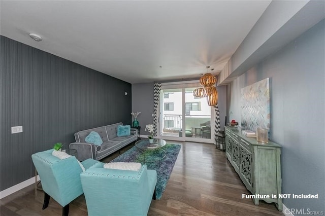 living room featuring dark hardwood / wood-style flooring