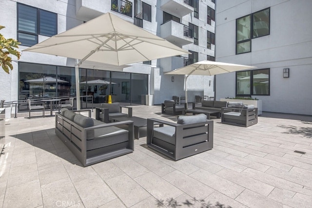 view of patio with an outdoor living space