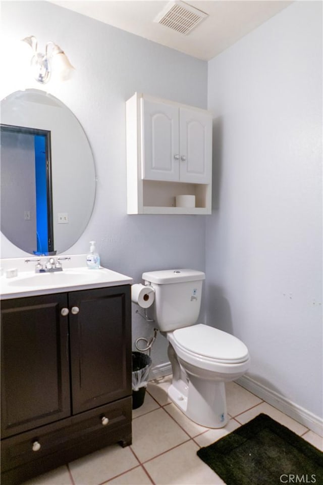 bathroom with tile patterned floors, toilet, and vanity