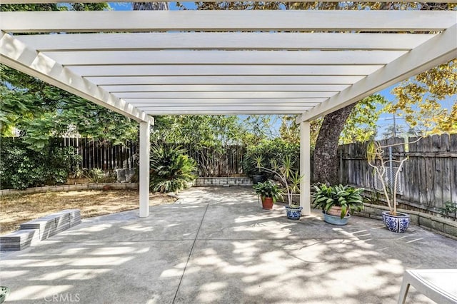 view of patio / terrace featuring a pergola