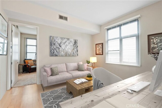 living room featuring light hardwood / wood-style floors