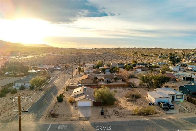 view of aerial view at dusk