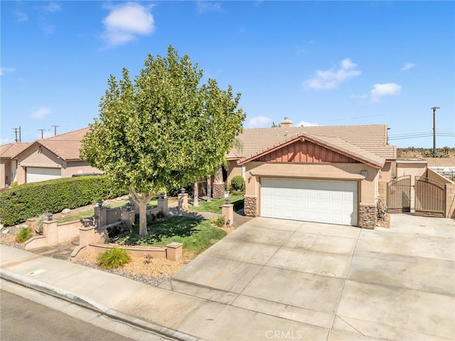 view of front of property with a garage