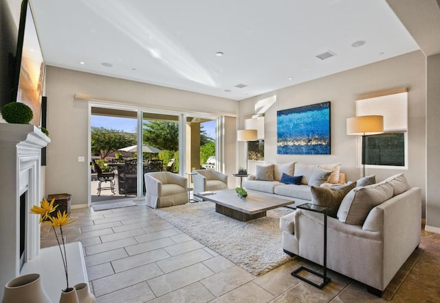 view of tiled living room