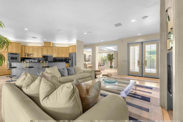 living room with french doors