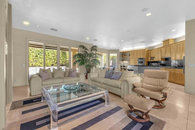 view of tiled living room