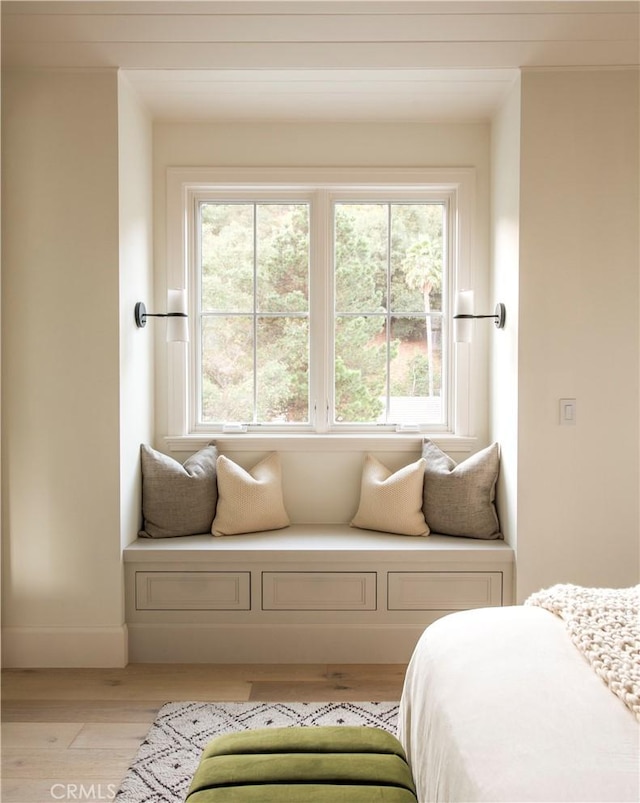 bedroom with light wood-type flooring