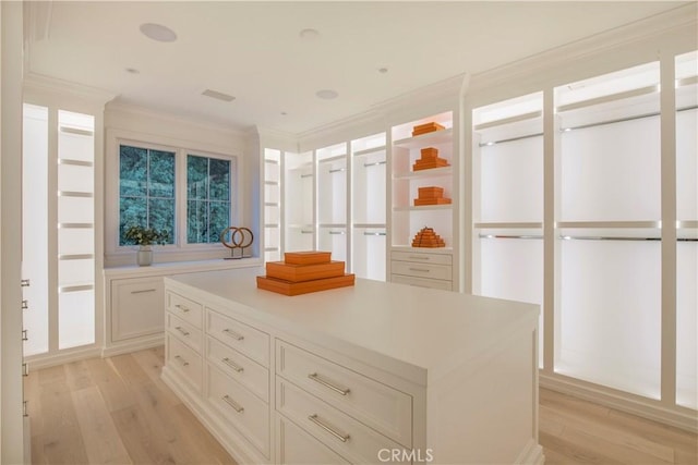 walk in closet featuring light hardwood / wood-style flooring