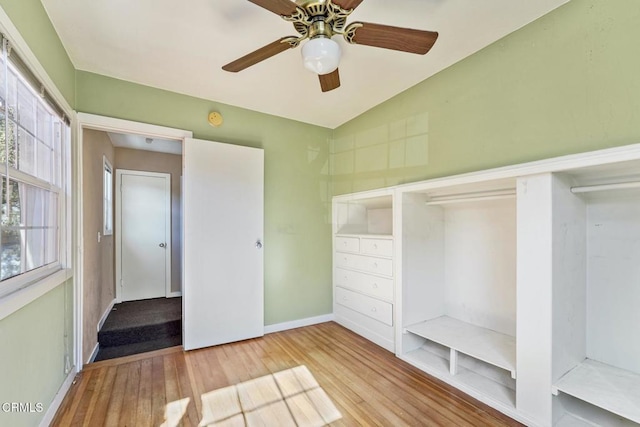 interior space featuring ceiling fan and light hardwood / wood-style flooring