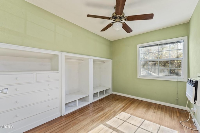 interior space featuring light hardwood / wood-style floors and ceiling fan