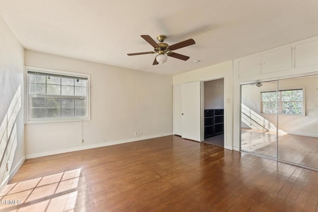 spare room featuring ceiling fan and light wood-type flooring