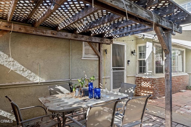 view of patio / terrace featuring a pergola