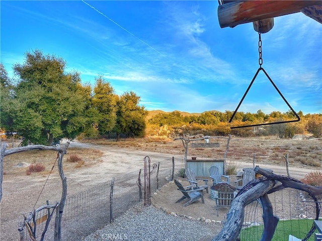 exterior space with a fire pit