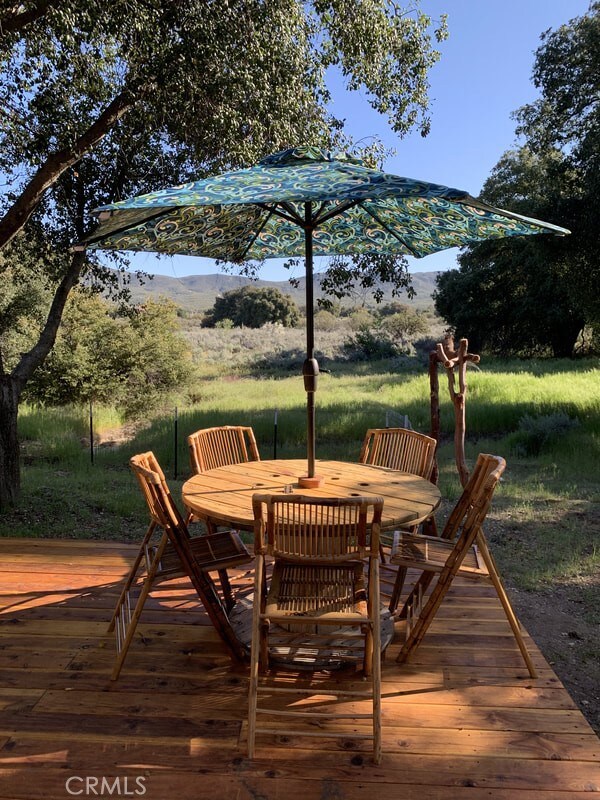 deck with a mountain view