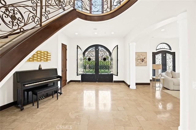 foyer entrance with french doors