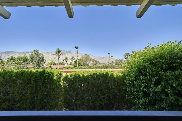 view of yard featuring a mountain view