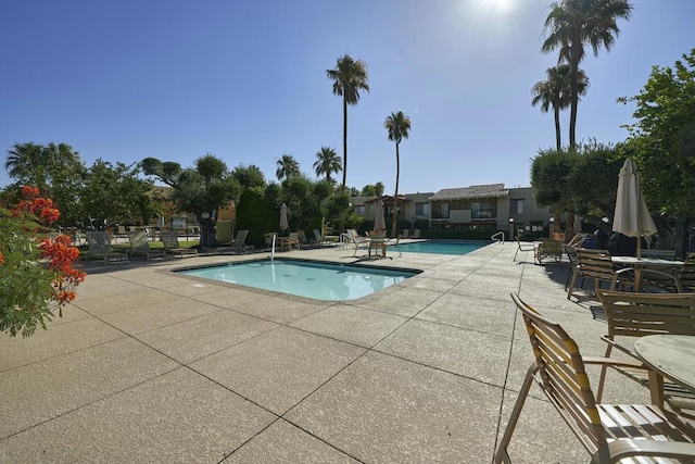 view of pool featuring a patio