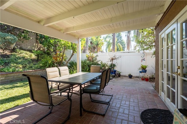 view of patio / terrace featuring french doors