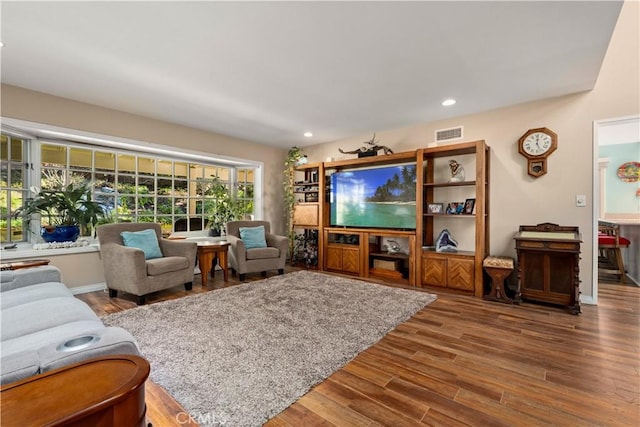 living room with hardwood / wood-style flooring