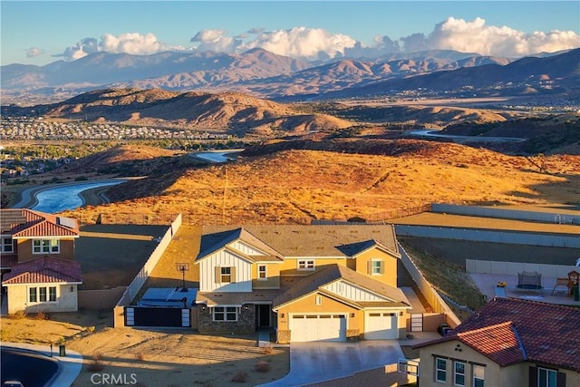 aerial view with a mountain view