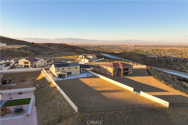 view of aerial view at dusk