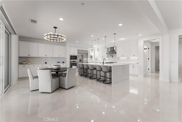 dining room with a chandelier