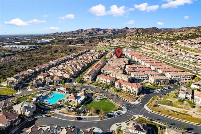 aerial view featuring a mountain view