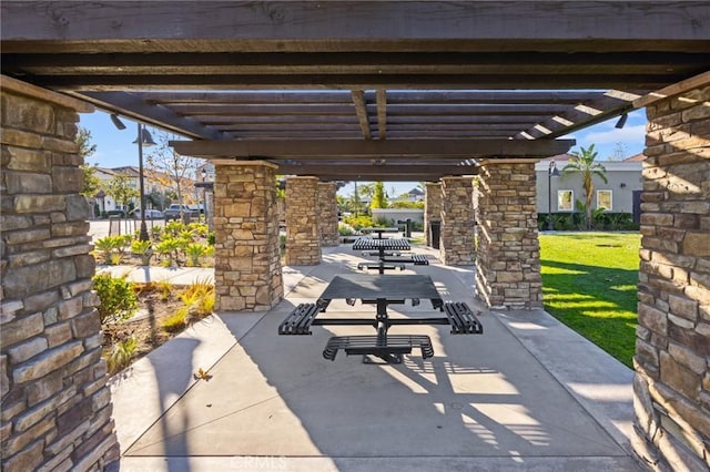 view of patio with a pergola