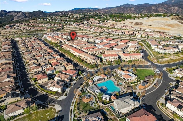 aerial view with a mountain view