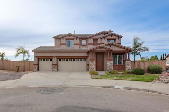 craftsman-style home with a garage