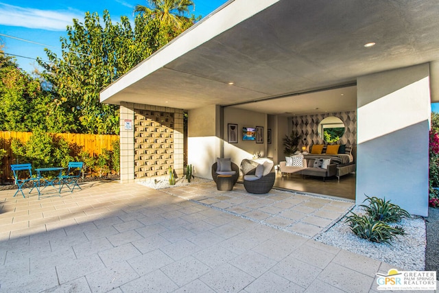 view of patio / terrace featuring an outdoor hangout area