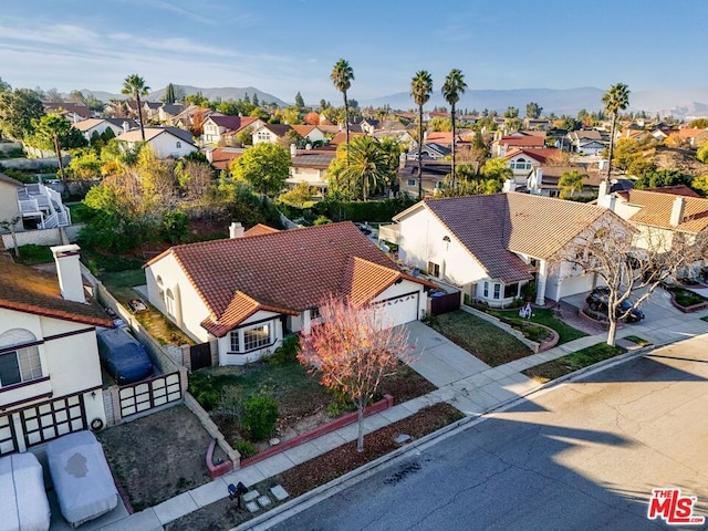 bird's eye view with a mountain view