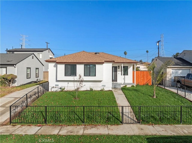 view of front of property with a front lawn