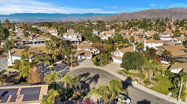 drone / aerial view featuring a mountain view