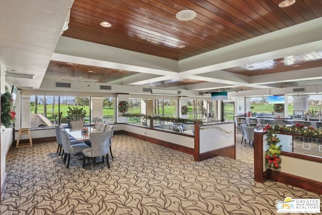 sunroom / solarium with wood ceiling