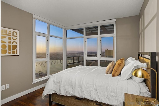 bedroom featuring dark hardwood / wood-style flooring