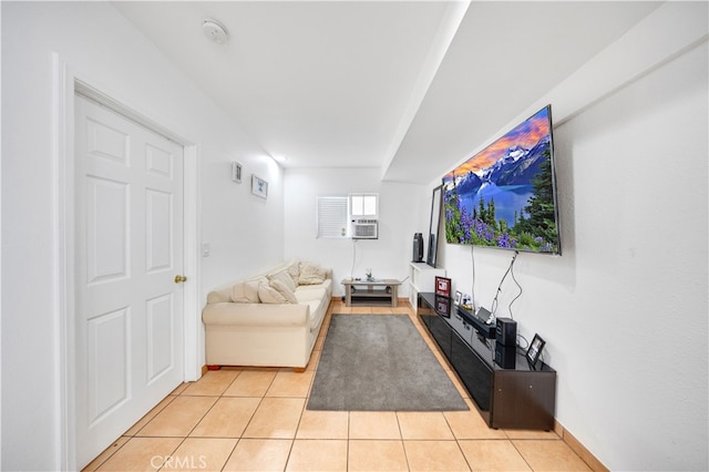 living room featuring light tile patterned floors