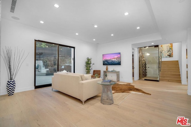 living room featuring light hardwood / wood-style floors