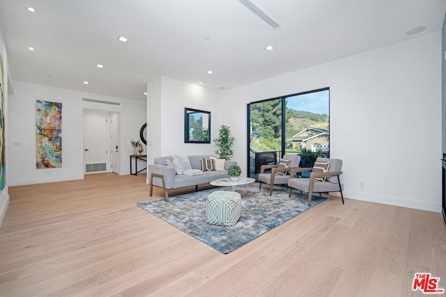 living room featuring light hardwood / wood-style flooring