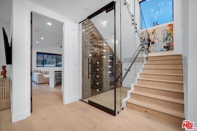 wine area featuring light hardwood / wood-style floors