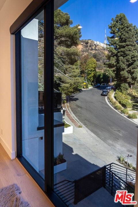 exterior space featuring a mountain view