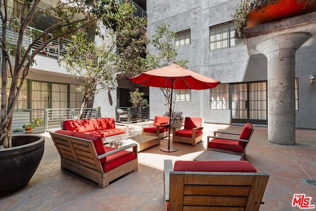 view of patio / terrace featuring an outdoor living space