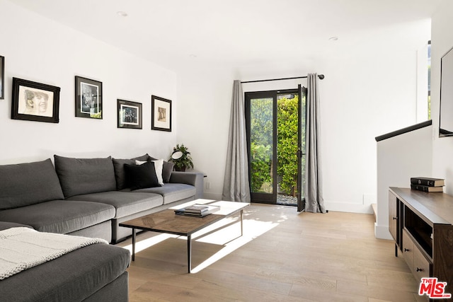 living room with light wood-type flooring