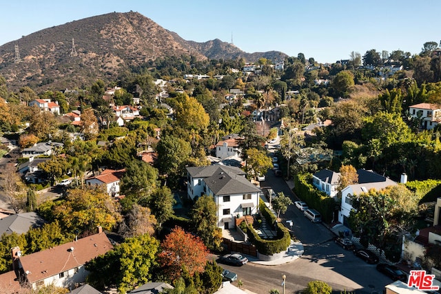 drone / aerial view with a mountain view