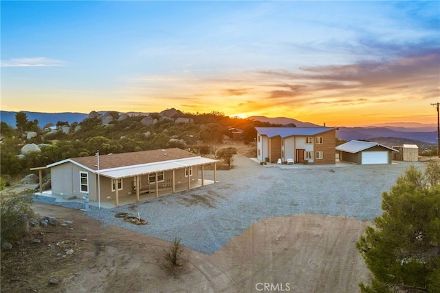 exterior space featuring a mountain view